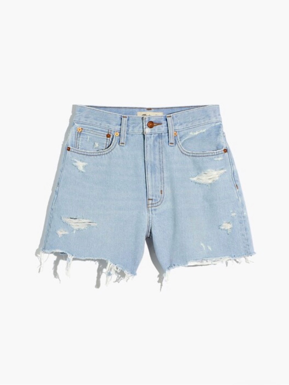 Madewell Light Blue Distressed High-Rise Denim Shorts